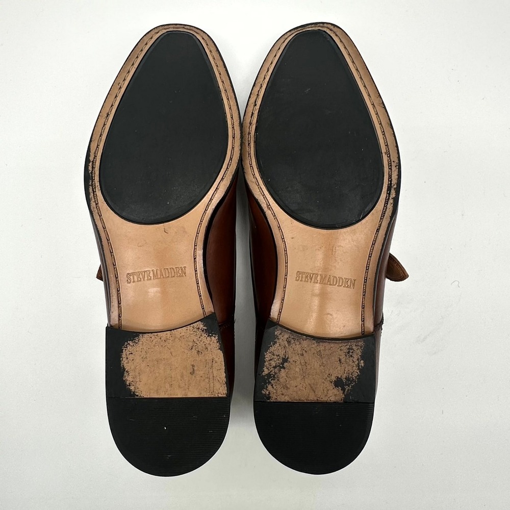 Steve Madden COVET Men's Cognac Leather Monk Strap Shoes 9.5 - Picture 5 of 6